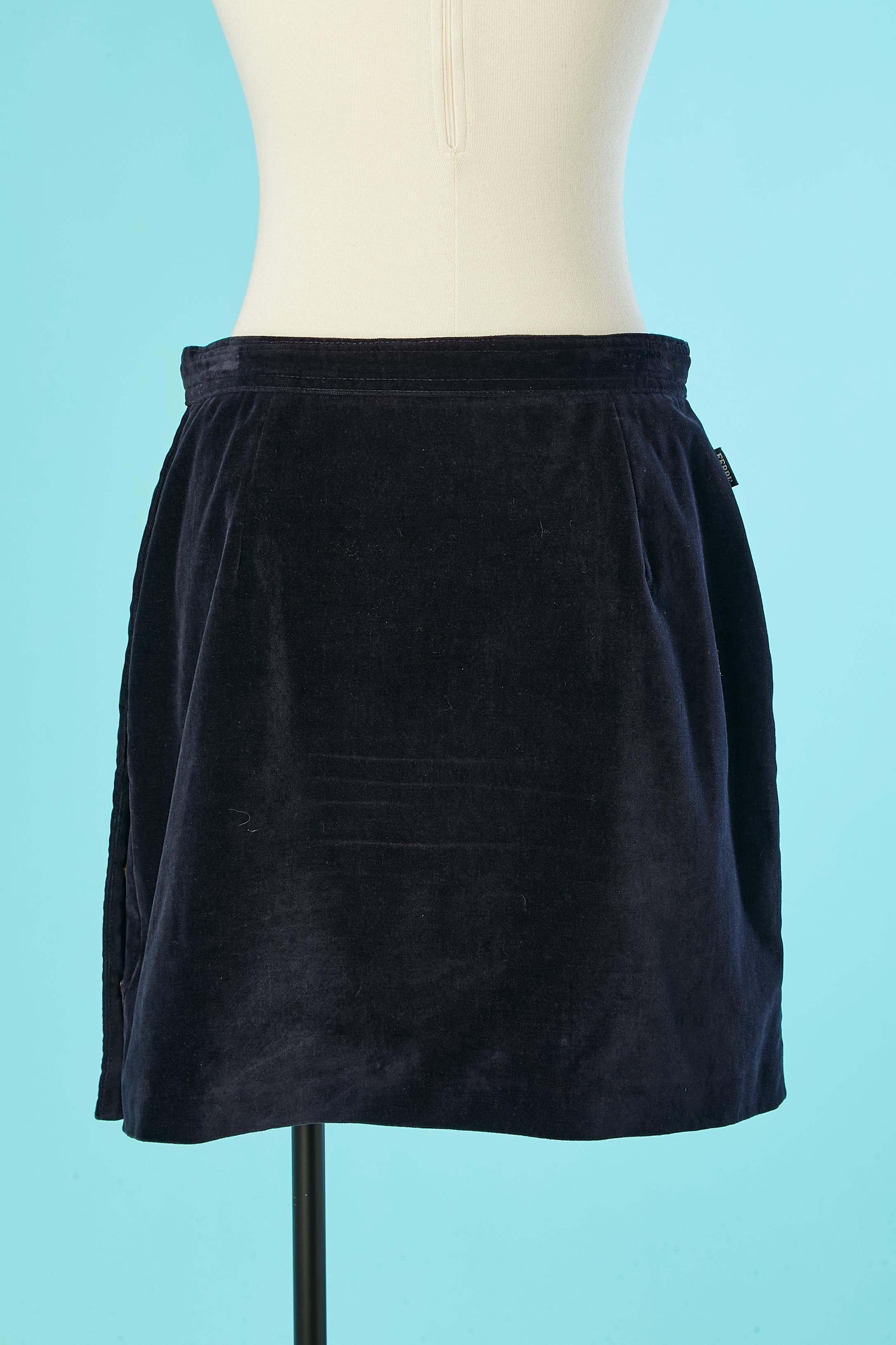 Velvet skirt with branded snap and branded belt buckle Gianfranco Ferré Jeans  For Sale 1