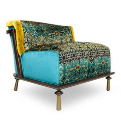 Sedia pantofolaio in velluto con fodera in finto visone