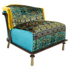 Chaise pantoufle en velours avec doublure en fausse vison