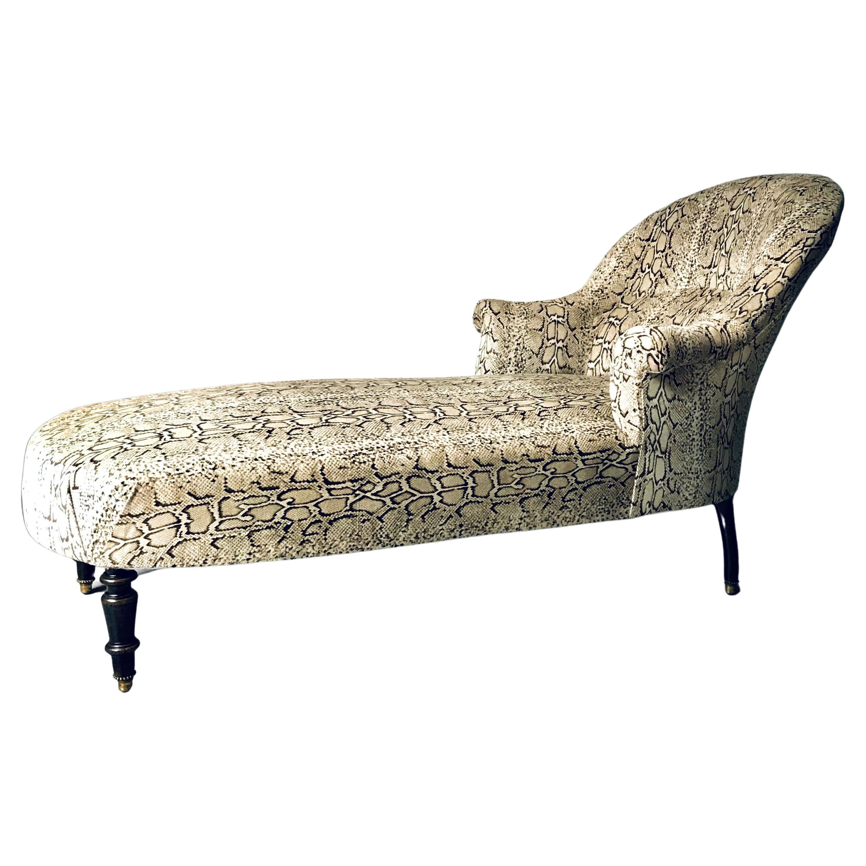 Chaise Longue with Velvet Snakeskin Print