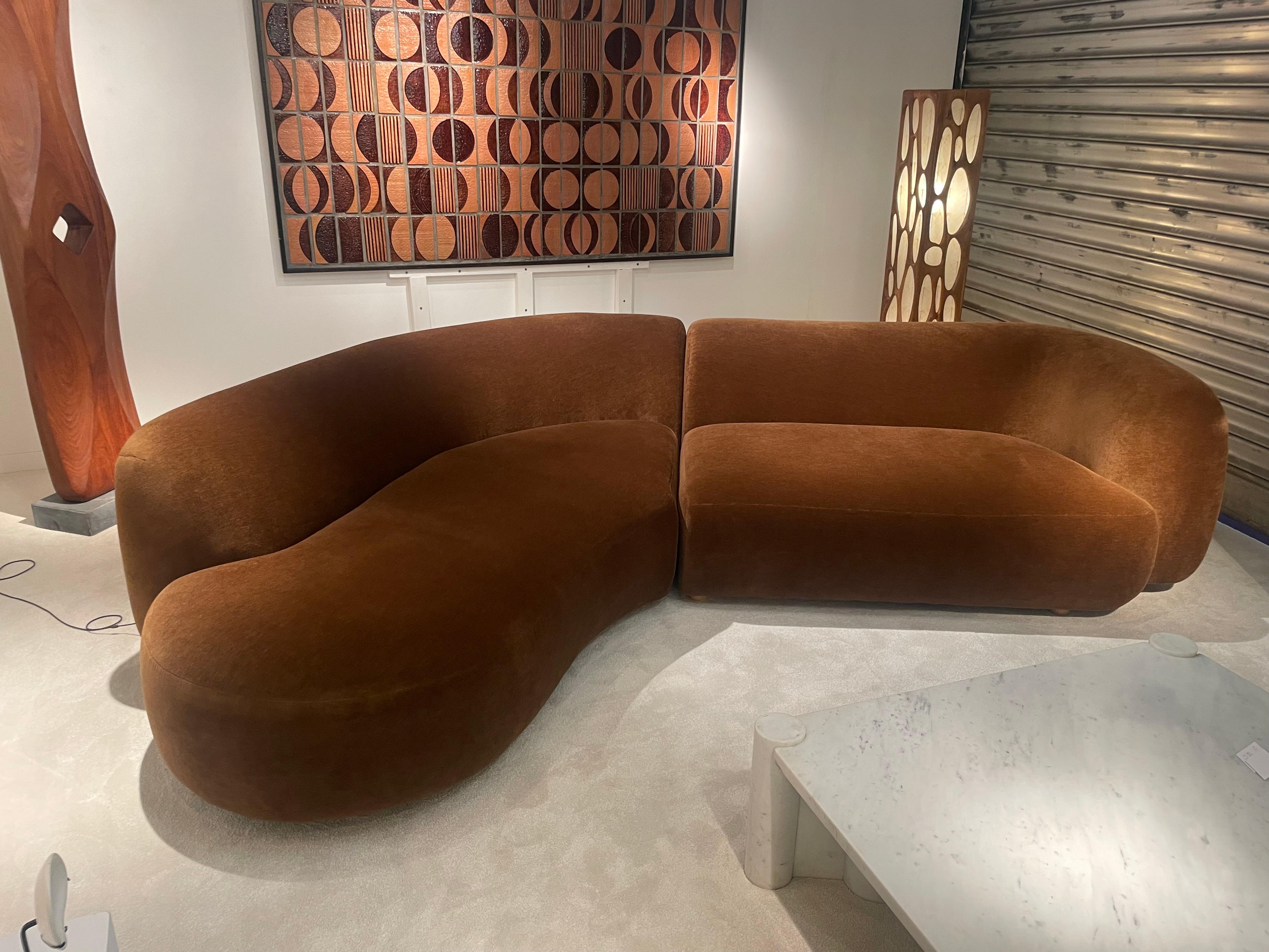 Mid-Century Modern Velvet Sofa 1970