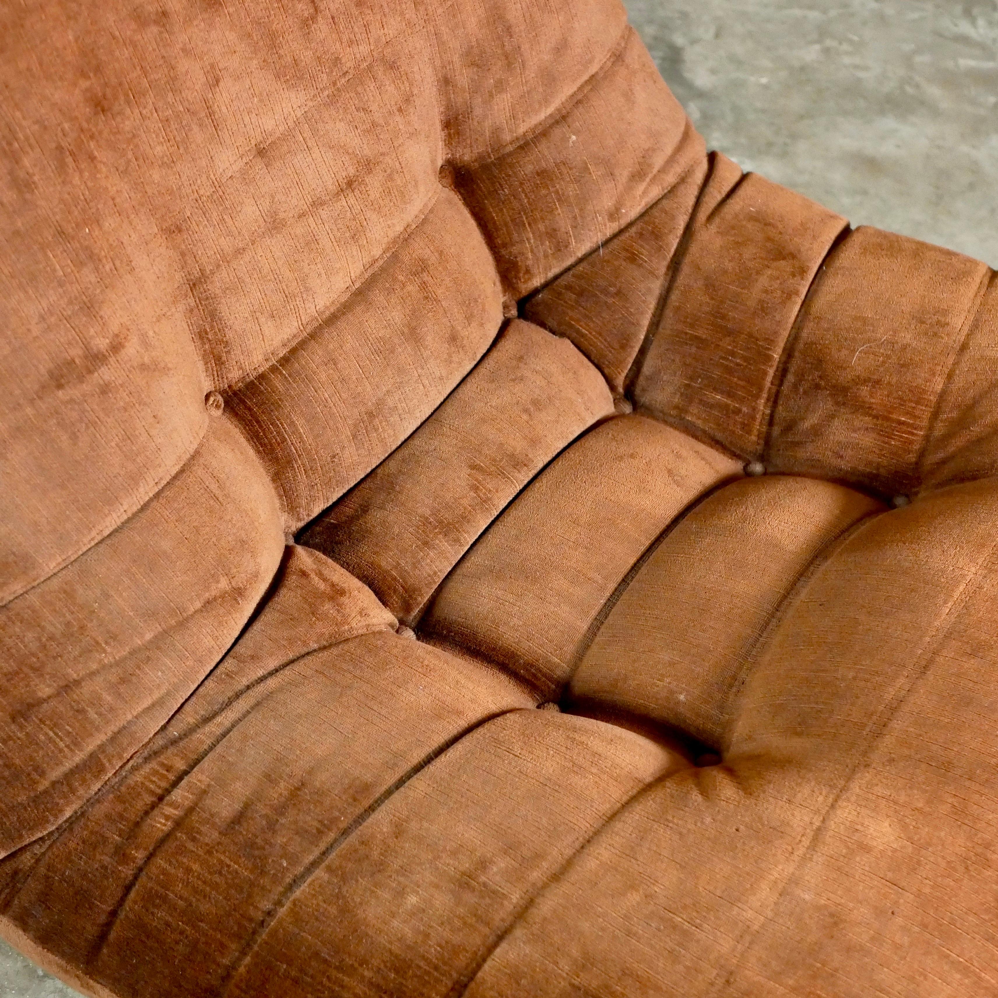 Velvet sofa and armchair lounge set made in France, 1970s 10