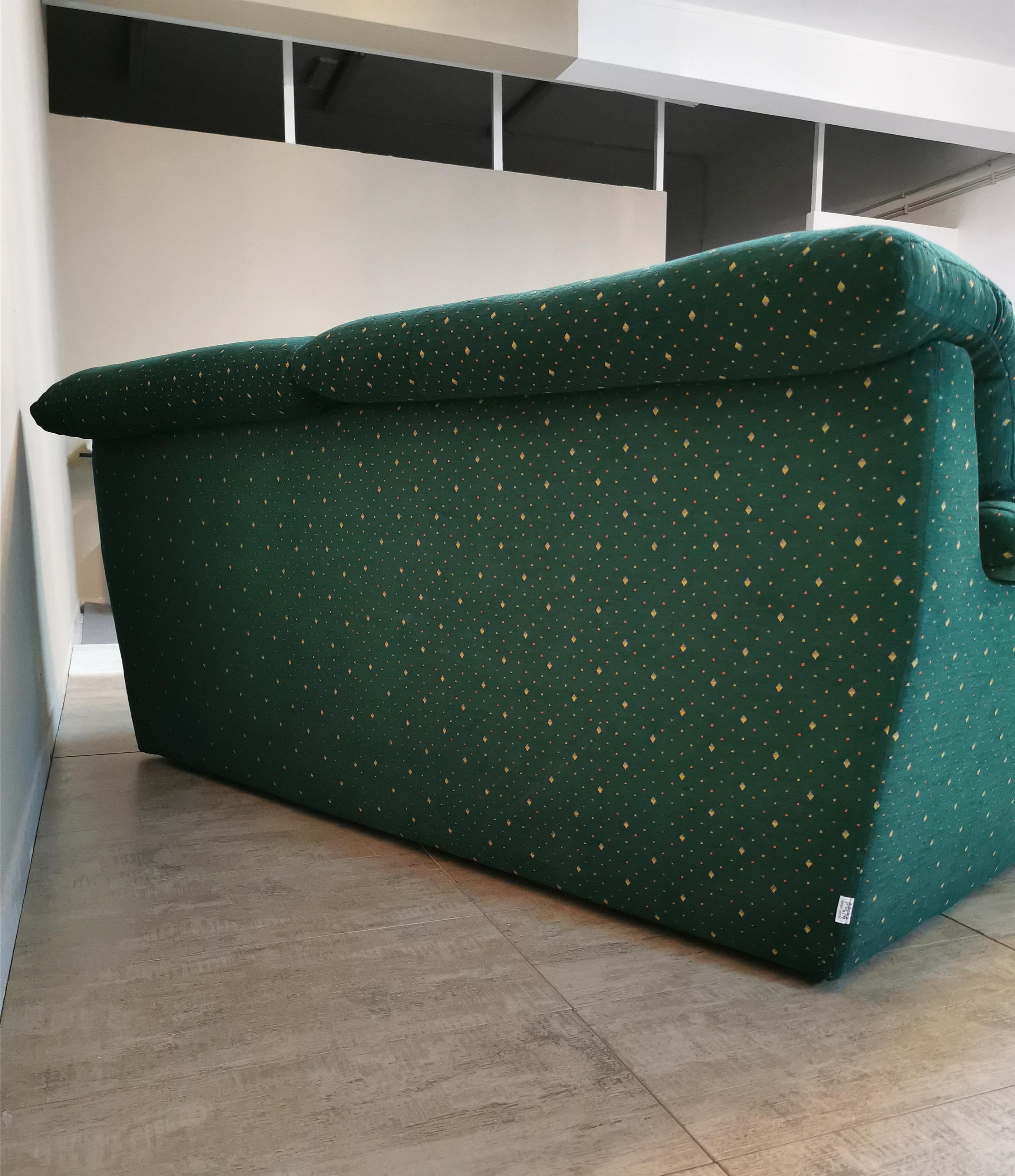  Sofa Green Velvet 3 Seat by Pol 74 Postmodern Italian Design 1990s 2