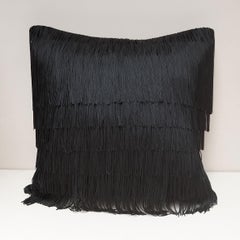 Tassel Black Velvet Cushion