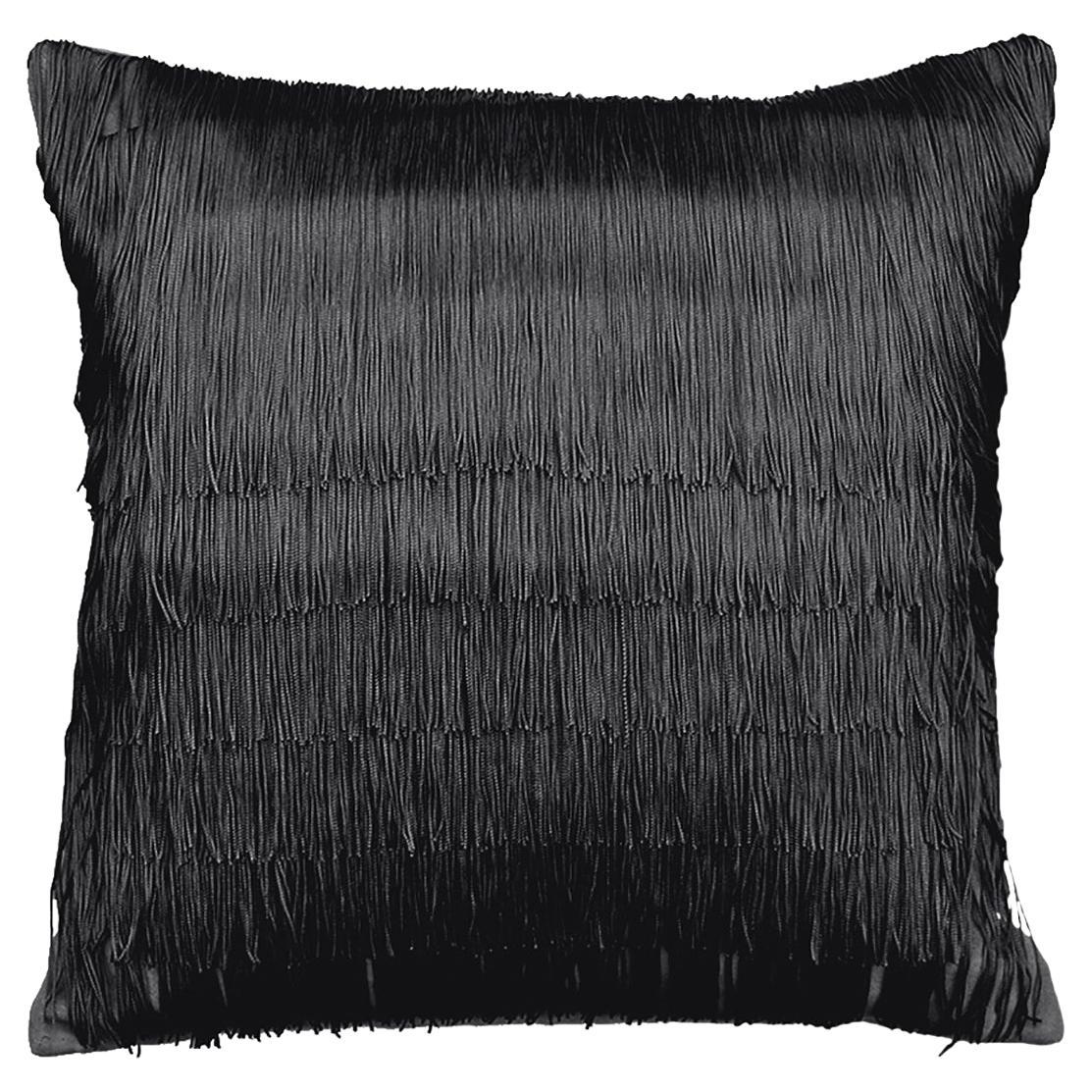 Tassel Black Velvet Cushion For Sale