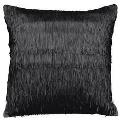Velvet Tassel Cushion Black