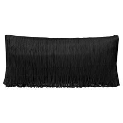 Velvet Tassel Rectangle Cushion Black