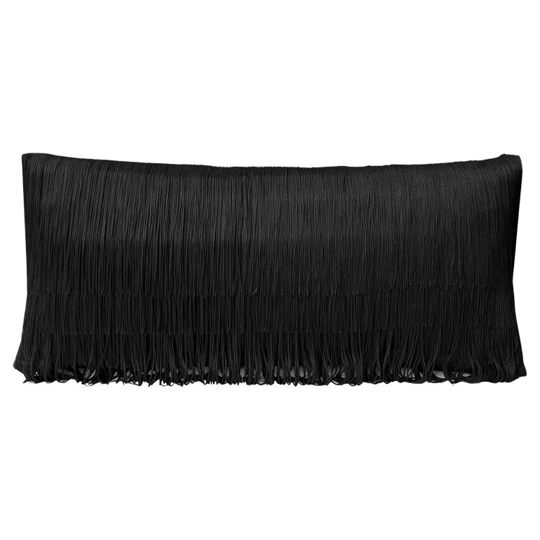 Velvet Tassel Rectangle Cushion Black at 1stDibs