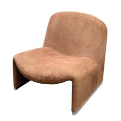 Fauteuil Alky en velours couleur tabac de Giancarlo Piretti pour Castelli Italie 1970