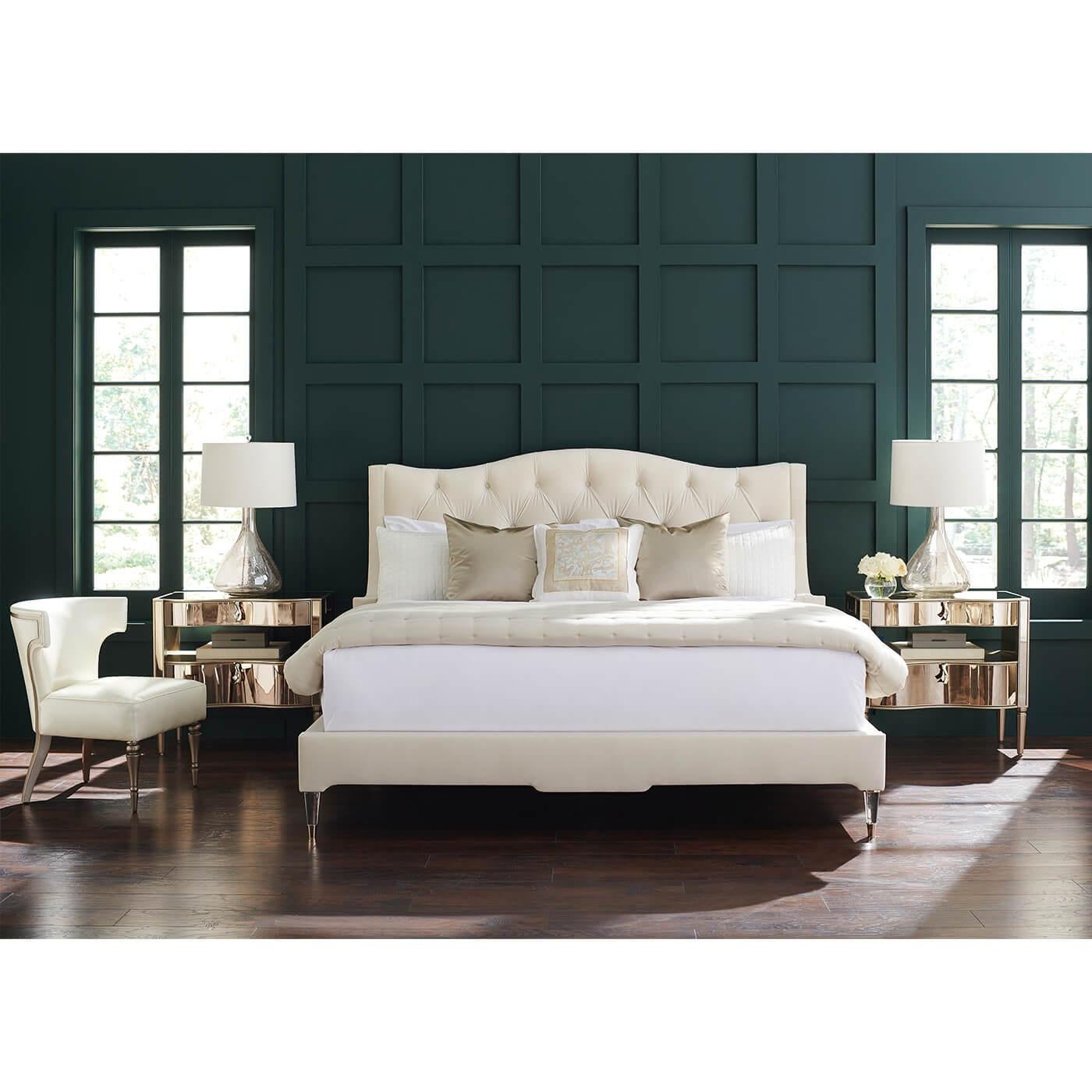 Modern Velvet Tufted Upholstered King Bed