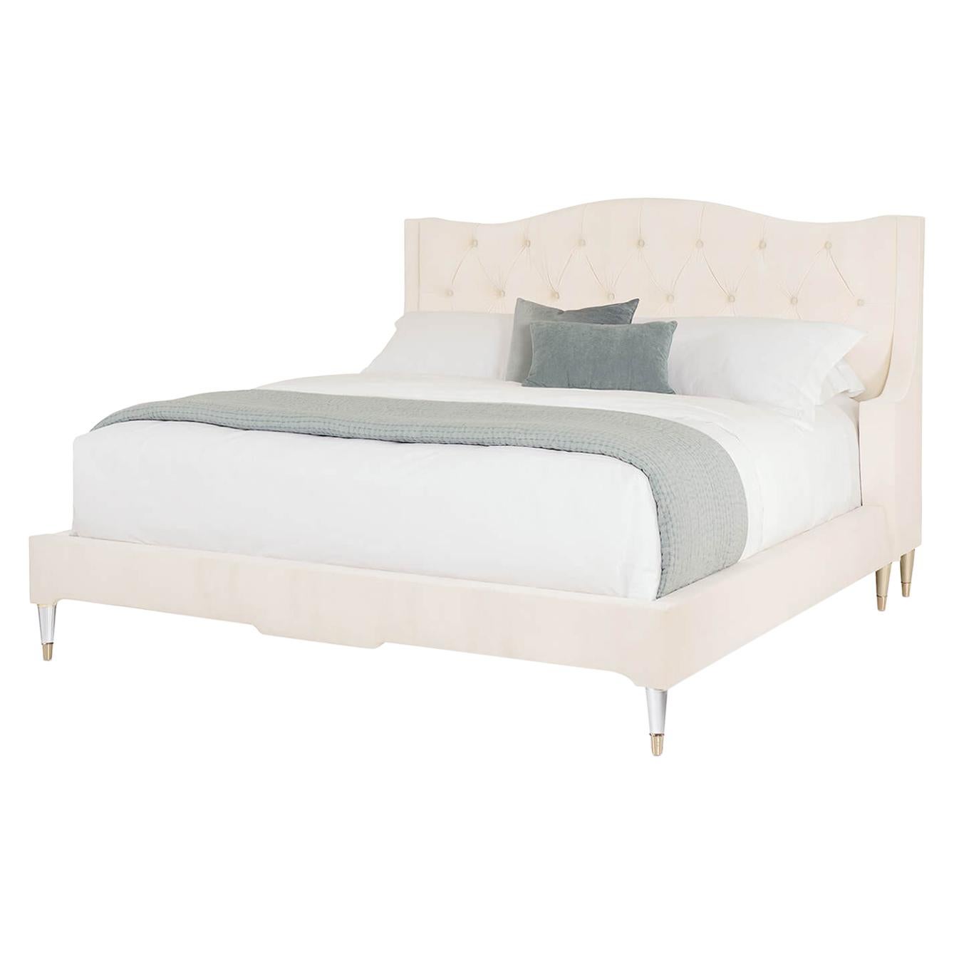 Velvet Tufted Upholstered King Bed