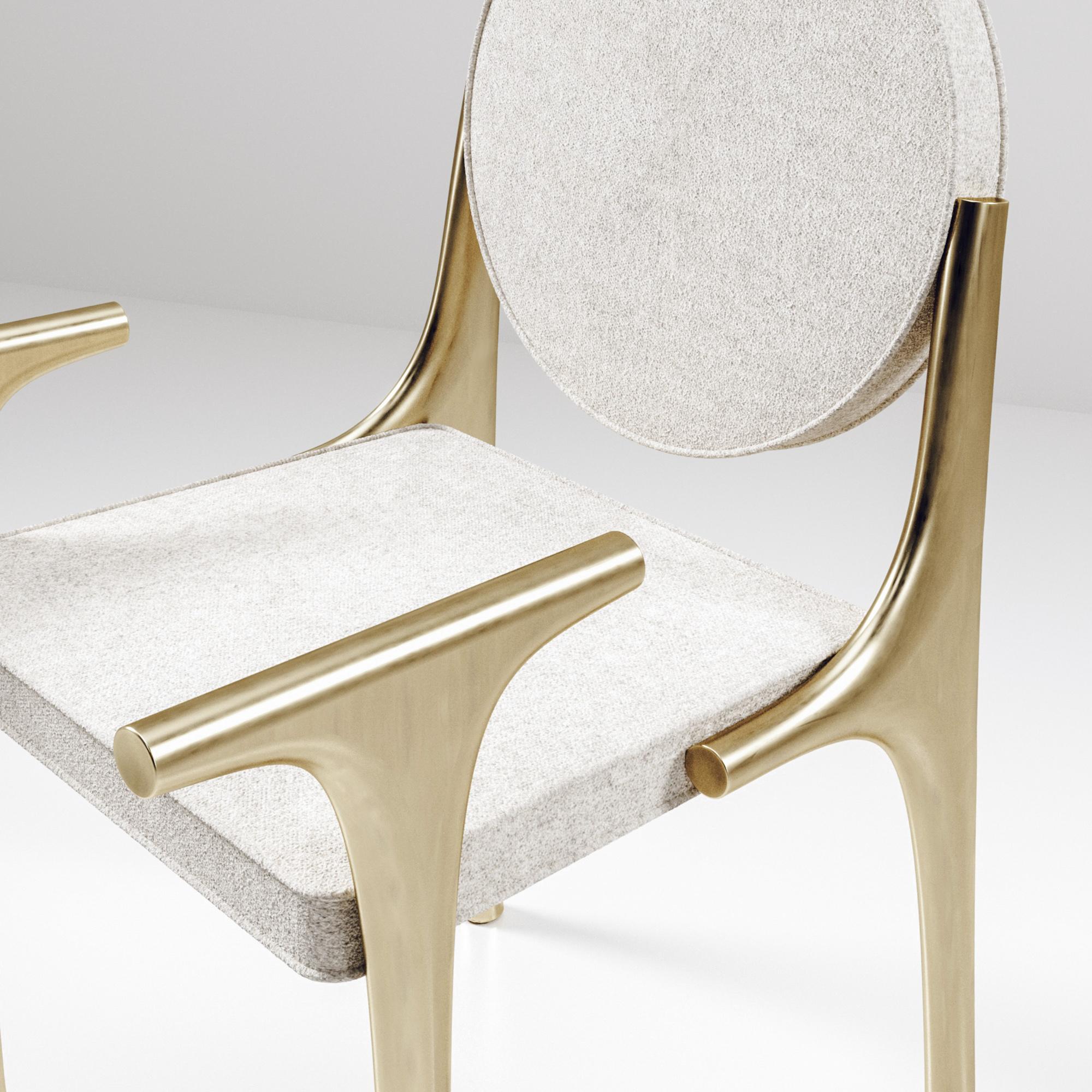 Velvet Upholstered Bench with Bronze-Patina Brass Details by R&Y Augousti For Sale 8