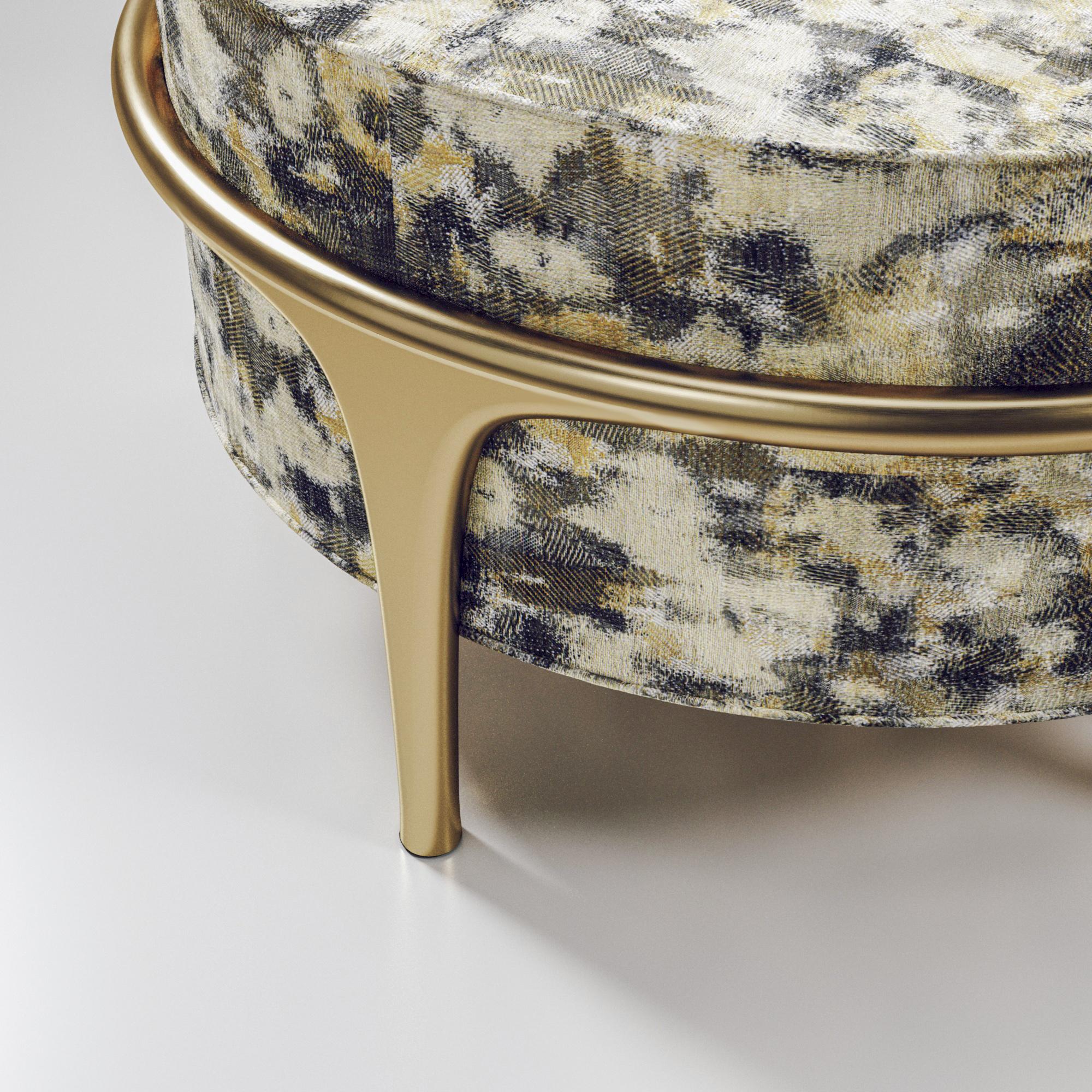 Velvet Upholstered Bench with Bronze-Patina Brass Details by R&Y Augousti For Sale 9