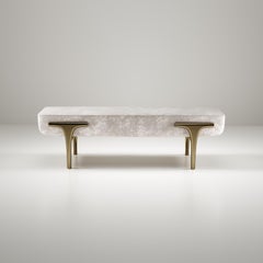 Gepolsterte Bank aus Samt mit Bronze-Patina-Messingdetails von R&Y Augousti