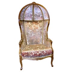 Antique Velvet Upholstered Hall Porters or Boudoir Chair