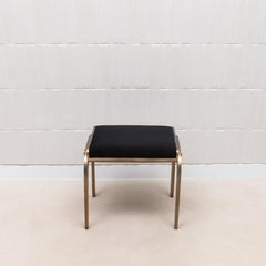 Velvet Upholstered Stool with Bronze Patina Brass by R&Y Augousti