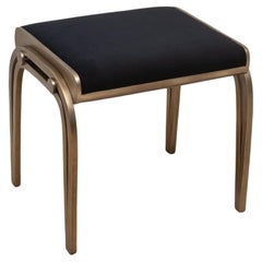 Velvet Upholstered Stool with Bronze Patina Brass by R&Y Augousti