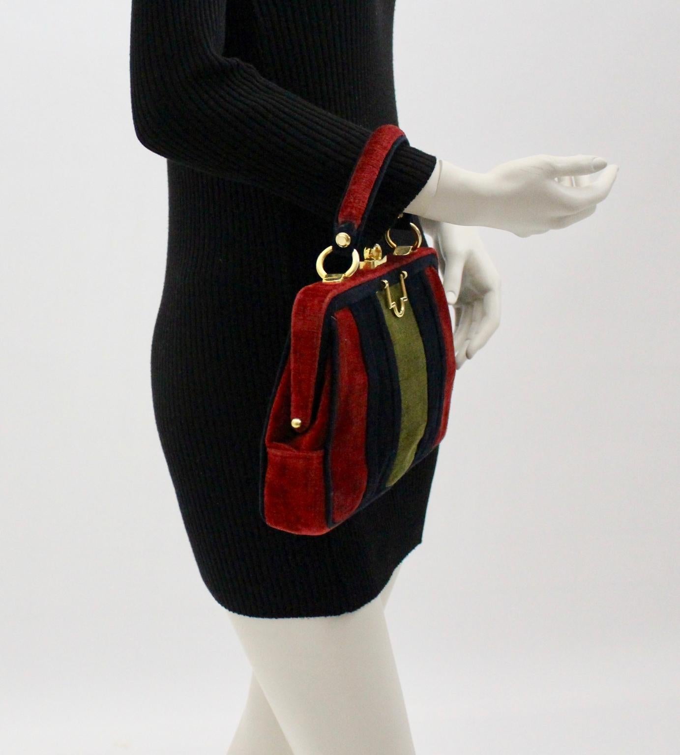 Women's Velvet Vintage Handle Bag in the style of Roberta di Camerino 1960s, Italy For Sale