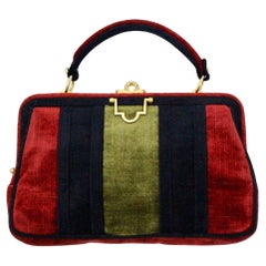 Velvet Retro Handle Bag in the style of Roberta di Camerino 1960s, Italy