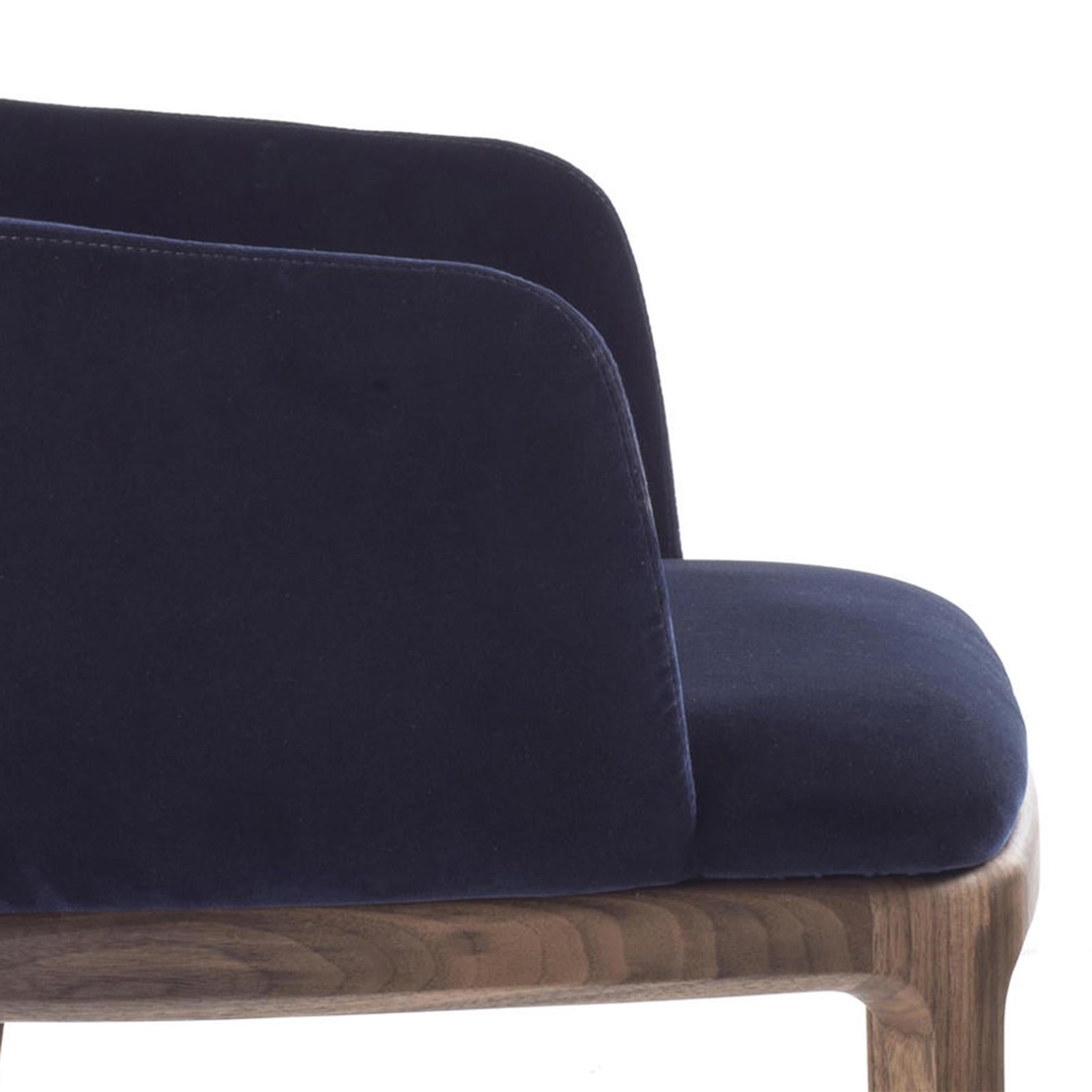 Velvet Walnut Armchair in Solid Walnut Wood For Sale 3