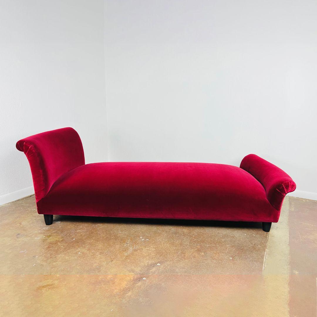 Art Deco Velvet Wine Colored Chaise Lounge For Sale