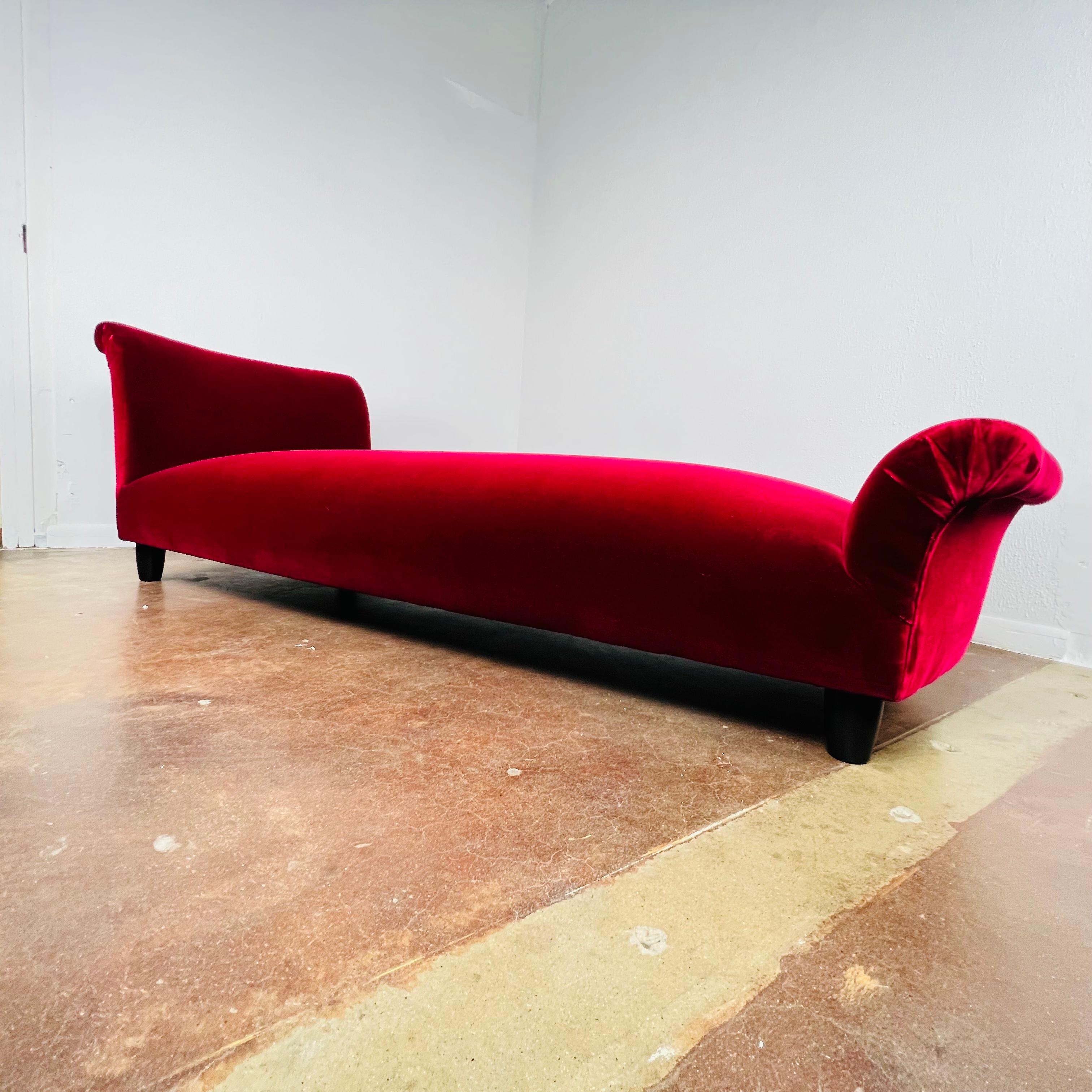 20th Century Velvet Wine Colored Chaise Lounge For Sale