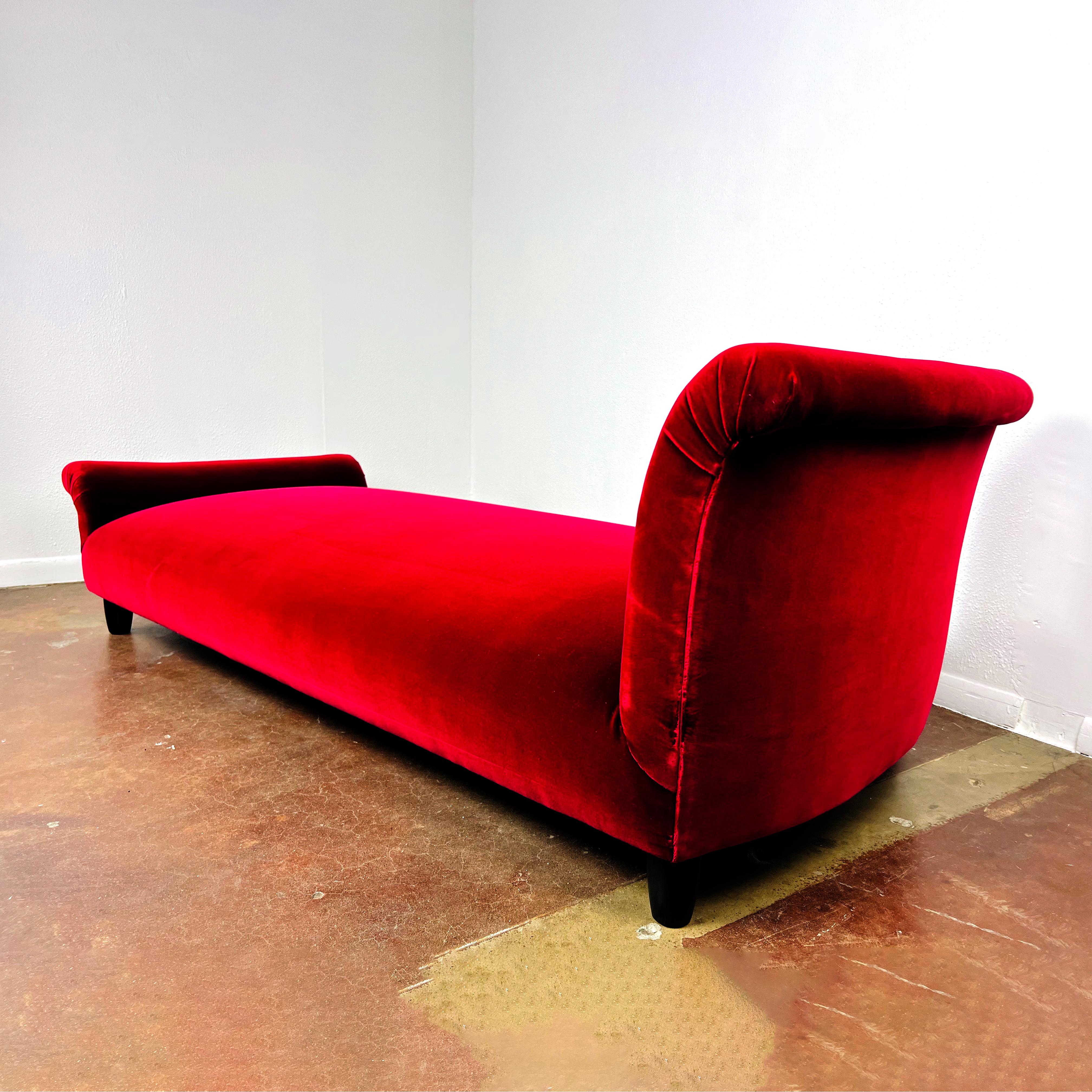 Velvet Wine Colored Chaise Lounge For Sale 2