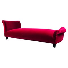 Retro Velvet Wine Colored Chaise Lounge