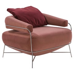 Poltrona Tamboril , Velluto con struttura in argento, tessuto, base in metallo