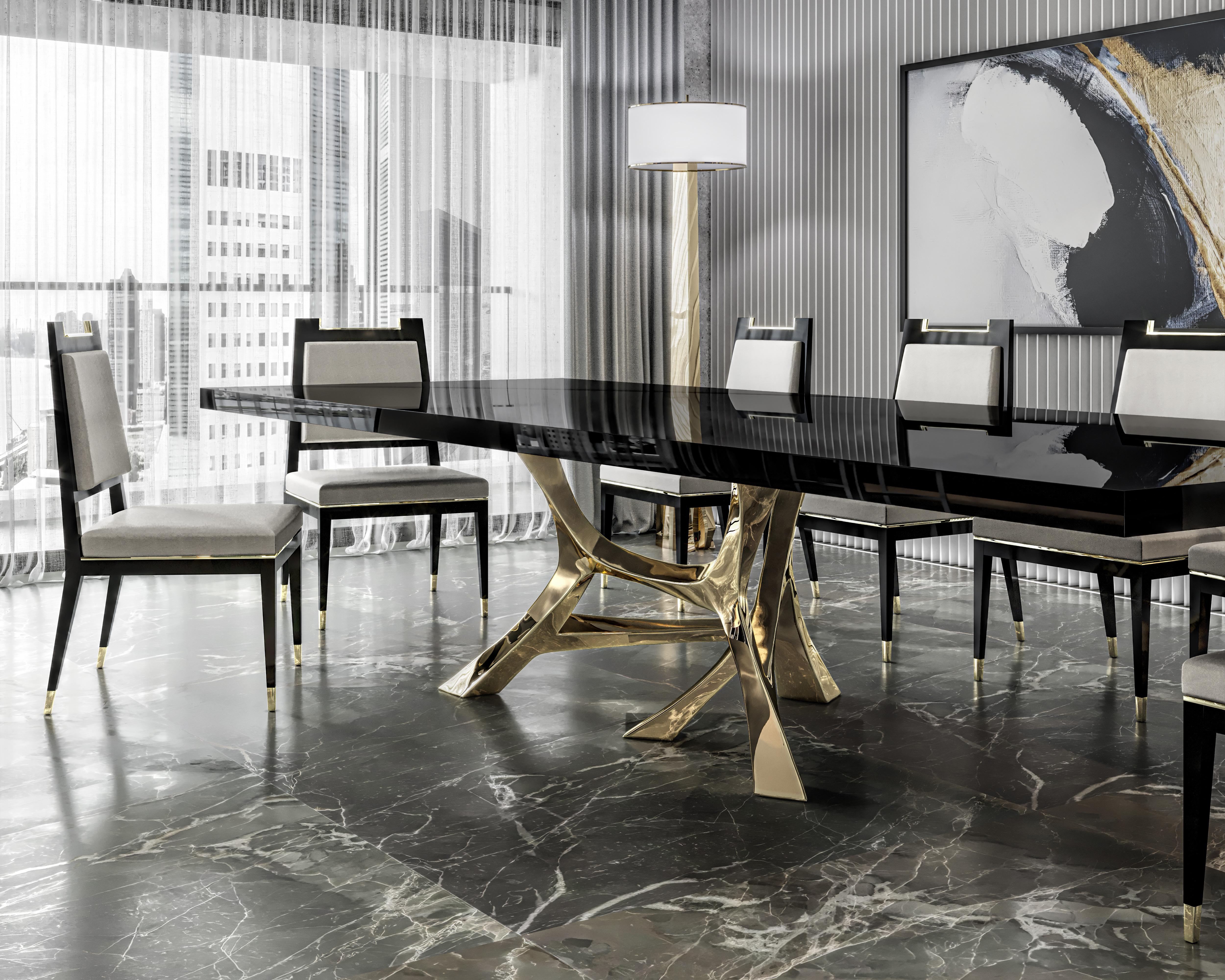 Vena Dining Table in Polished Bronze by Palena Furniture For Sale 1