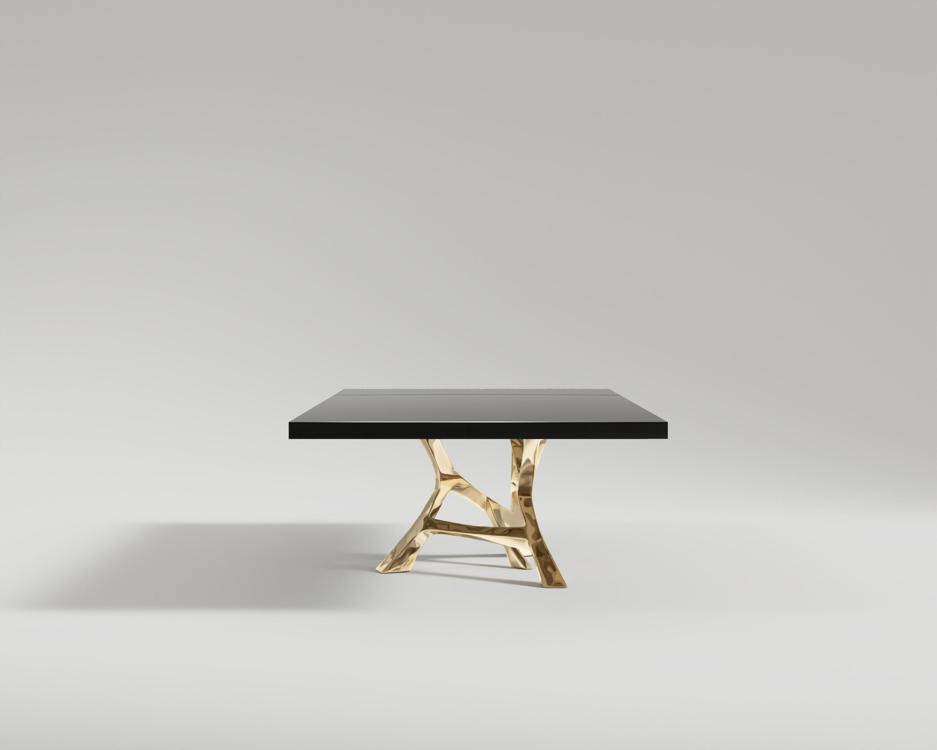 Modern Vena Dining Table in Polished Bronze by Palena Furniture For Sale