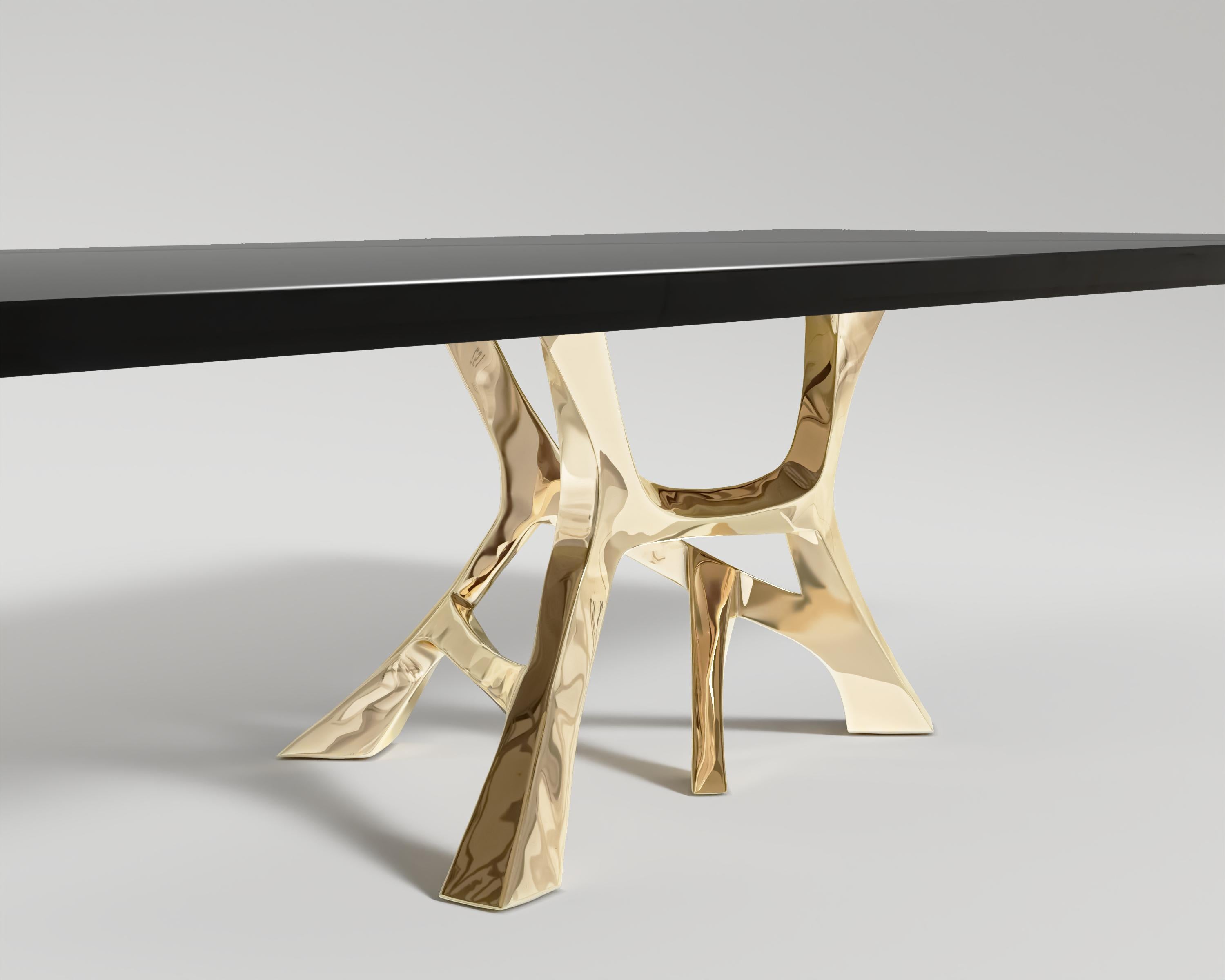 Turkish Vena Dining Table in Polished Bronze by Palena Furniture For Sale
