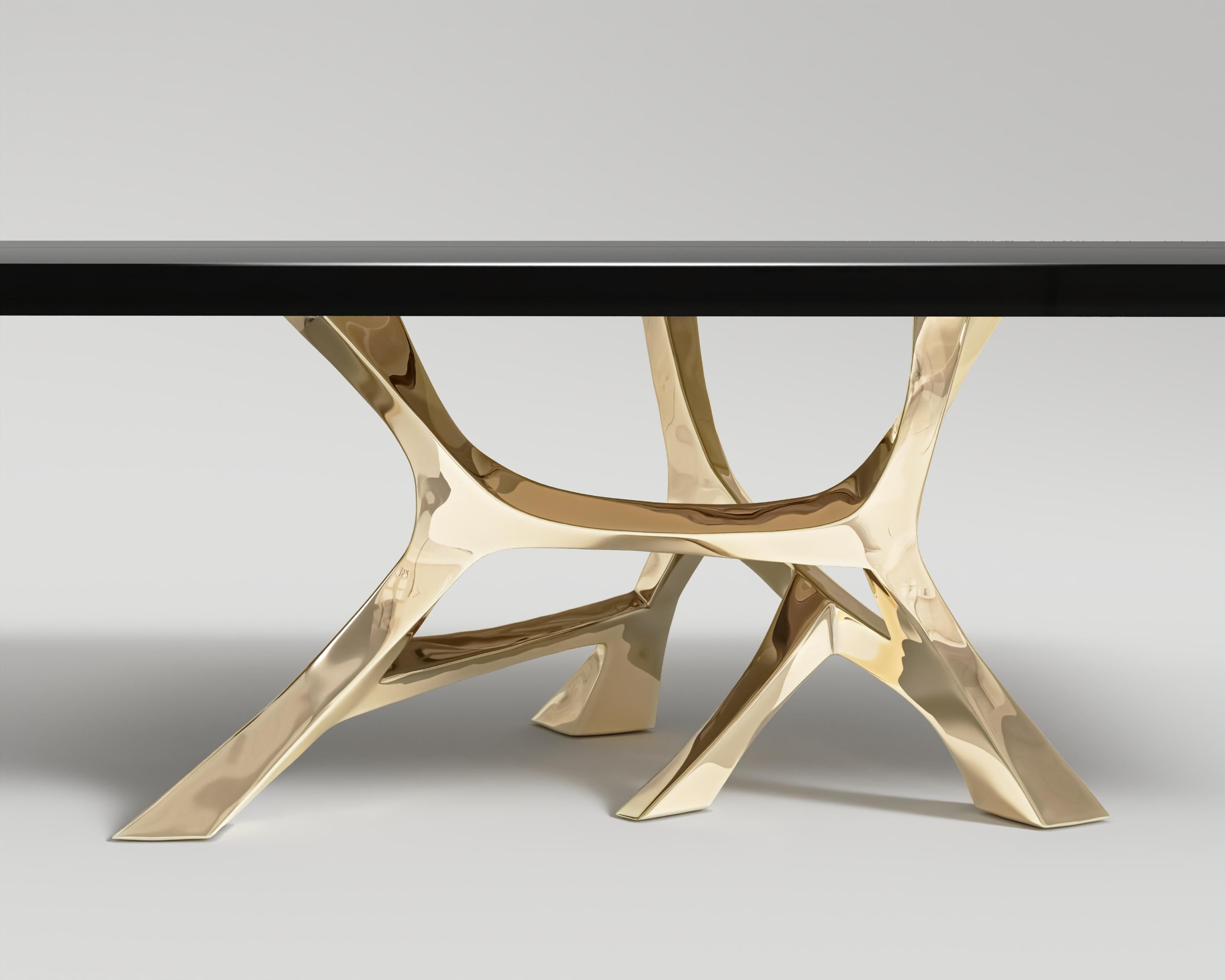 Blackened Vena Dining Table in Polished Bronze by Palena Furniture For Sale