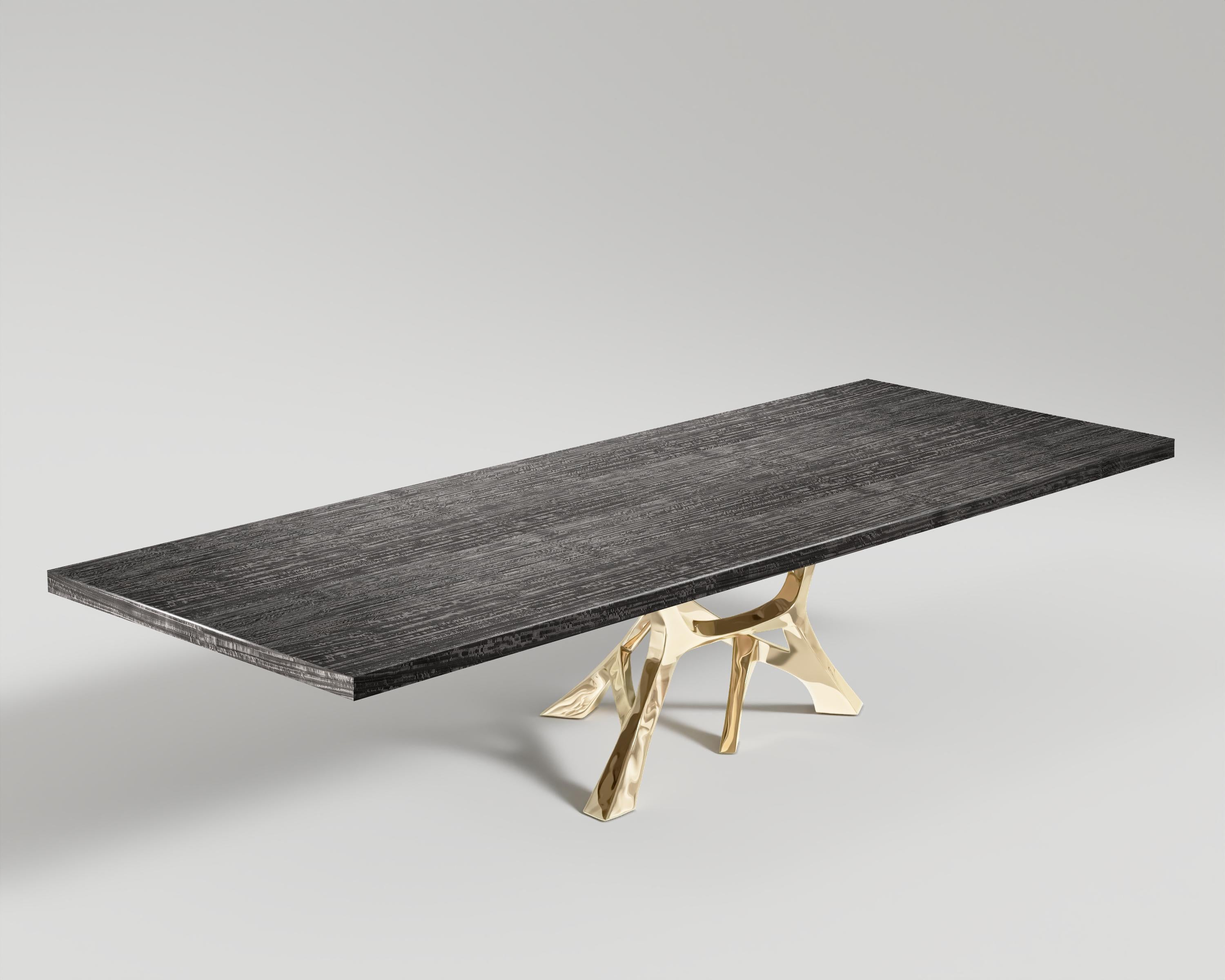 Contemporary Vena Dining Table in Polished Bronze by Palena Furniture For Sale