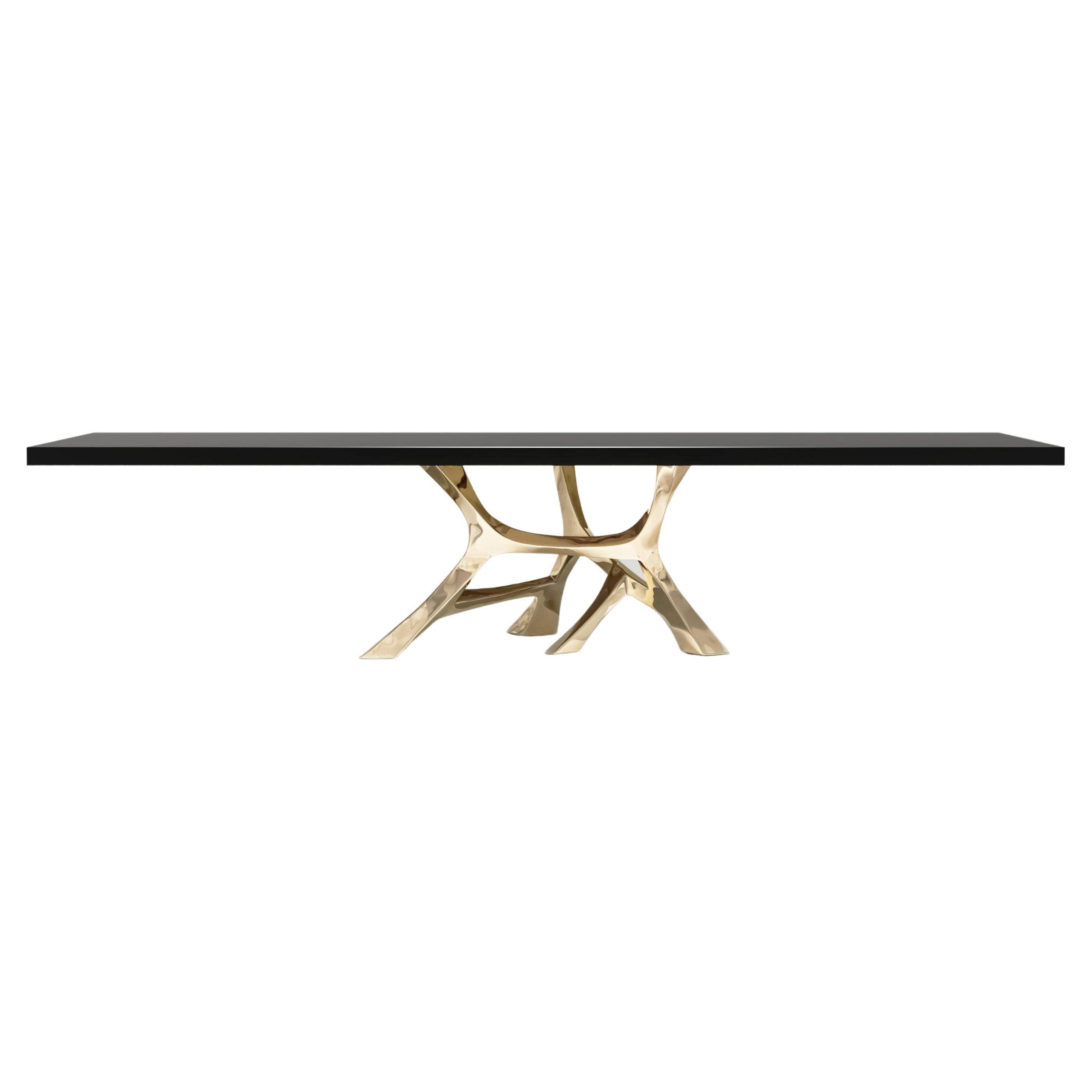 Vena Dining Table in Polished Bronze by Palena Furniture For Sale