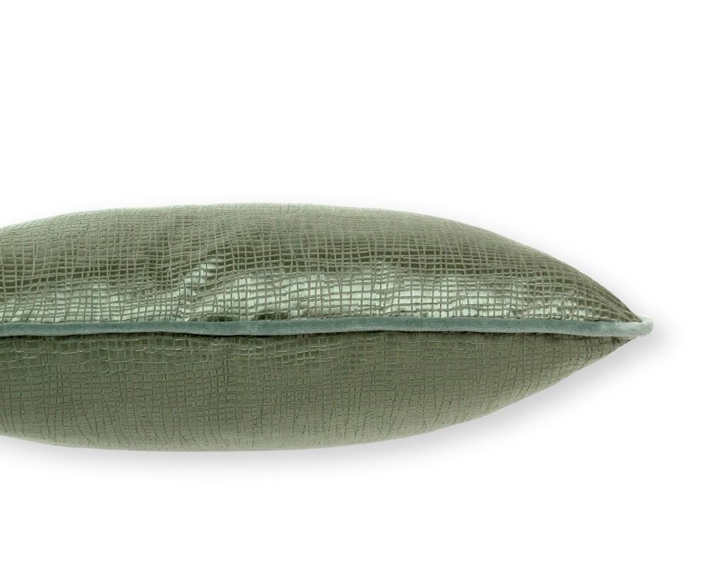 Portuguese Venae Pillow in Green Satin For Sale