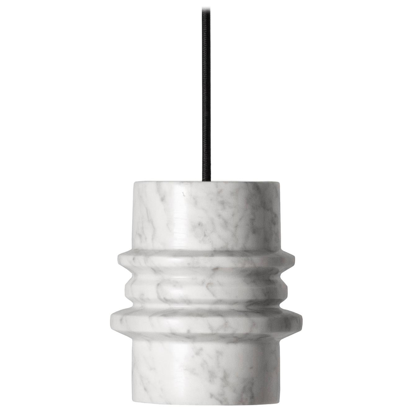 Venato Carrara and Aluminum Pendant Light, “Circle, ” 3 by Buzao