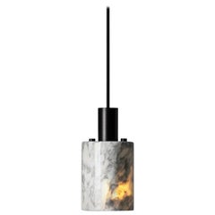 Venato Carrara and Aluminum Pendant Light, “N, ” by Buzao