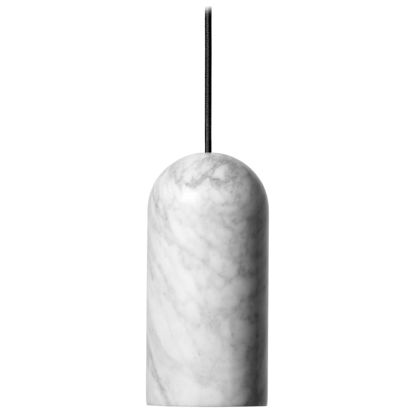Venato Carrara and Aluminum Pendant Light, “U2, ” by Buzao