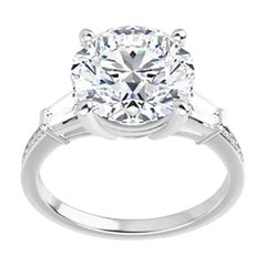 Venazia Design, 1.50 Ct Moissanite Round Forever One Baguette Engagement Ring