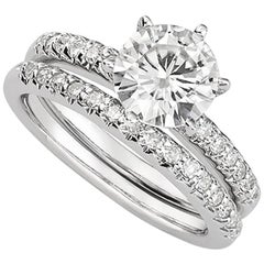 Venazia Design, 1.90 Carat Round Moissanite Forever One Wedding Set Ring
