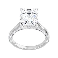Venazia Design, 2.05 Ct Moissanite Emerald Forever One Halo Micro Pave Ring