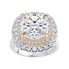 Venazia Design, 2.10Ct Moissanite Cushion Forever One Halo 2 tone Solitaire rinG