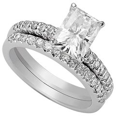 Venazia Design, 2.20 Carat Radiant Moissanite Forever One Wedding Set Ring