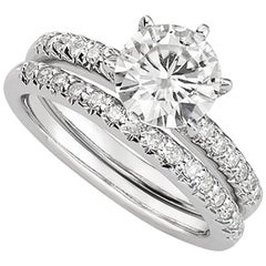 Venazia Design, 2.40 Carat Round Moissanite Forever One Wedding Set Ring