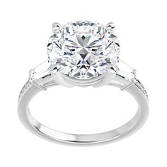 Venazia Design, 2.50 Ct Moissanite Round Forever One Baguette Engagement Ring