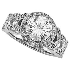Venazia Design, 2.80 Carat Round Moissanite Forever One Halo Micro Pave Ring