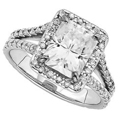 Venazia Design, 3.10 Ct Radiant Moissanite Forever One Halo Pave Ring
