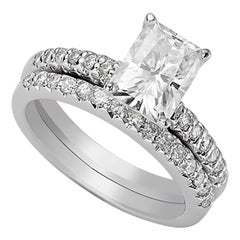 Venazia Design, 3.20 Carat Radiant Moissanite Forever One Wedding Set Ring