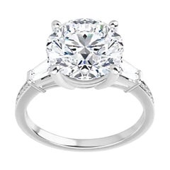 Venazia Design, 3.50 Ct Moissanite Round Forever One Baguette Engagement Ring